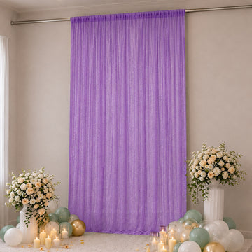 Sheer Backdrop Curtain Panel 10ft × 14ft Purple – Wedding Arch Drape with Rod Pocket, Ceiling Draping Fabric