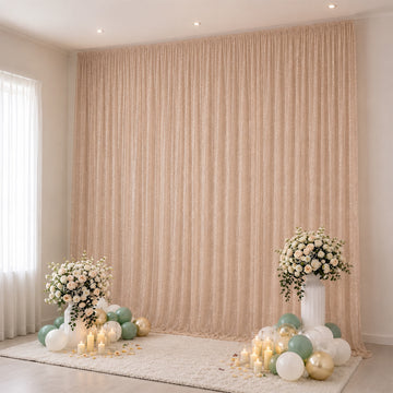 Sheer Backdrop Curtain Panel 10ft × 14ft Taupe – Wedding Arch Drape with Rod Pocket, Ceiling Draping Fabric