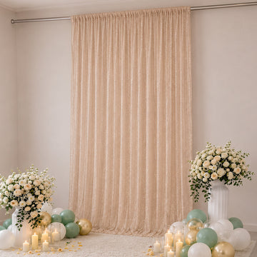 Sheer Backdrop Curtain Panel 10ft × 14ft Taupe – Wedding Arch Drape with Rod Pocket, Ceiling Draping Fabric
