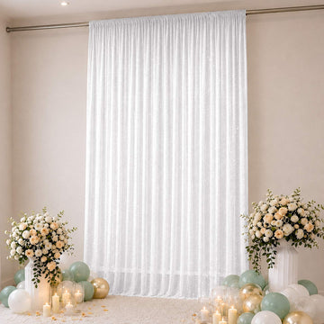 Sheer Backdrop Curtain Panel 10ft × 14ft White – Wedding Arch Drape with Rod Pocket, Ceiling Draping Fabric