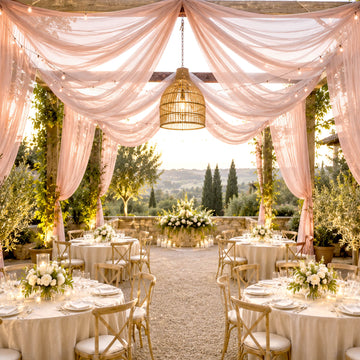Sheer Ceiling Drape – 10ft x 32ft Blush Extra Long Drapery Panel for Wedding Canopy, Backdrop & Reception Décor