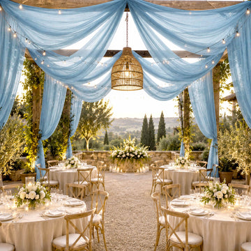 Sheer Ceiling Drape – 10ft x 32ft Dusty Blue Extra Long Drapery Panel for Wedding Canopy, Backdrop & Reception Décor