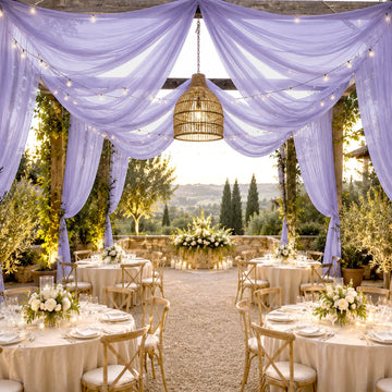 Sheer Ceiling Drape – 10ft x 32ft Lavender Lilac Extra Long Drapery Panel for Wedding Canopy, Backdrop & Reception Décor