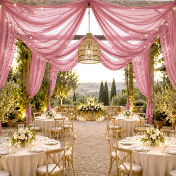Sheer Ceiling Drape – 10ft x 32ft Mauve Cinnamon Rose Extra Long Drapery Panel for Wedding Canopy, Backdrop & Reception Décor