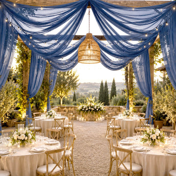 Sheer Ceiling Drape – 10ft x 32ft Navy Blue Extra Long Drapery Panel for Wedding Canopy, Backdrop & Reception Décor
