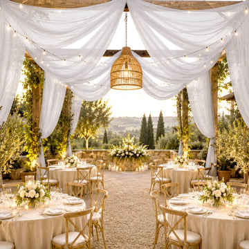 Sheer Ceiling Drape – 10ft x 32ft White Extra Long Drapery Panel for Wedding Canopy, Backdrop & Reception Décor