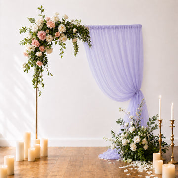 Sheer Backdrop Curtain Panel 5ft × 10ft Lavender Lilac – Wedding Arch Drape with Rod Pocket