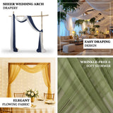 Beige Sheer Backdrop Drape – 5ft x 14ft Wedding Arch & Ceiling Decor Panel, Wrinkle-Resistant