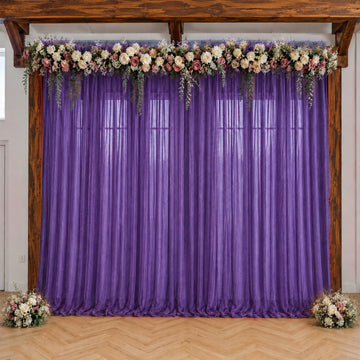 Purple Sheer Backdrop Drape – 5ft x 14ft Wedding Arch & Ceiling Decor Panel, Wrinkle Free with Soft Shimmer