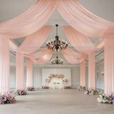 Blush Sheer Backdrop Drape – 5ftx32ft Wedding Arch & Ceiling Decor Panel, Wrinkle-Resistant Soft