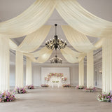 Beige Sheer Backdrop Drape – 5ftx32ft Wedding Arch & Ceiling Decor Panel, Wrinkle-Resistant Soft