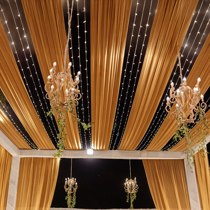 Gold Sheer Backdrop Drape – 5ftx32ft Wedding Arch & Ceiling Decor Panel, Wrinkle-Resistant with Soft