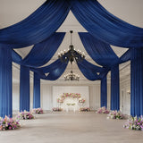 Navy Blue Sheer Backdrop Drape – 5ftx32ft Wedding Arch & Ceiling Decor Panel, Wrinkle-Resistant