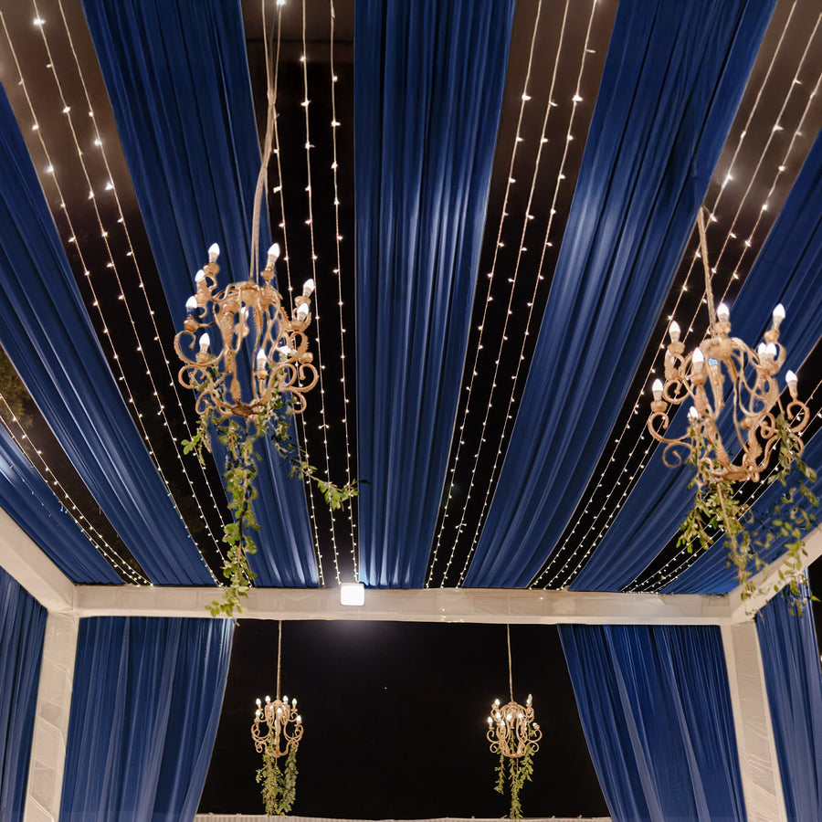 Navy Blue Sheer Backdrop Drape – 5ftx32ft Wedding Arch & Ceiling Decor Panel, Wrinkle-Resistant