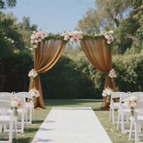 Sheer Backdrop Curtain Panel 5ft × 10ft Gold – Wedding Arch Drape with Rod Pocket