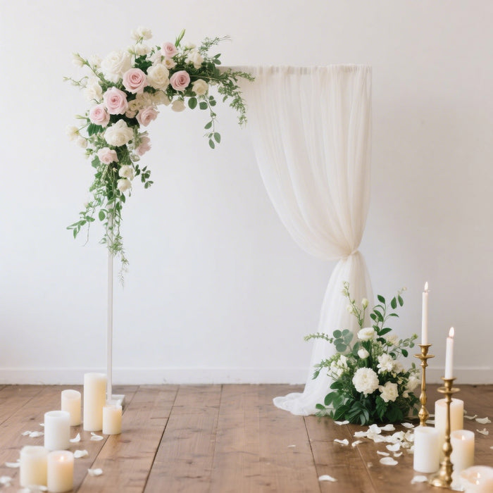 Sheer Backdrop Curtain Panel 5ft × 10ft Ivory – Wedding Arch Drape with Rod Pocket