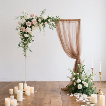 Sheer Backdrop Curtain Panel 5ft × 10ft Taupe  – Wedding Arch Drape with Rod Pocket