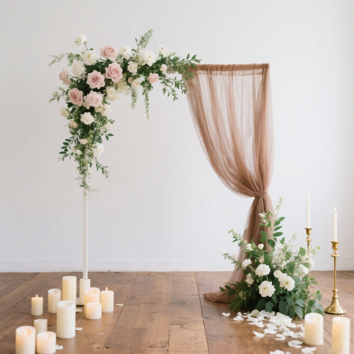 Taupe Sheer Backdrop Drape – 5ftx10ft Wedding Arch & Ceiling Decor Panel, Wrinkle Free