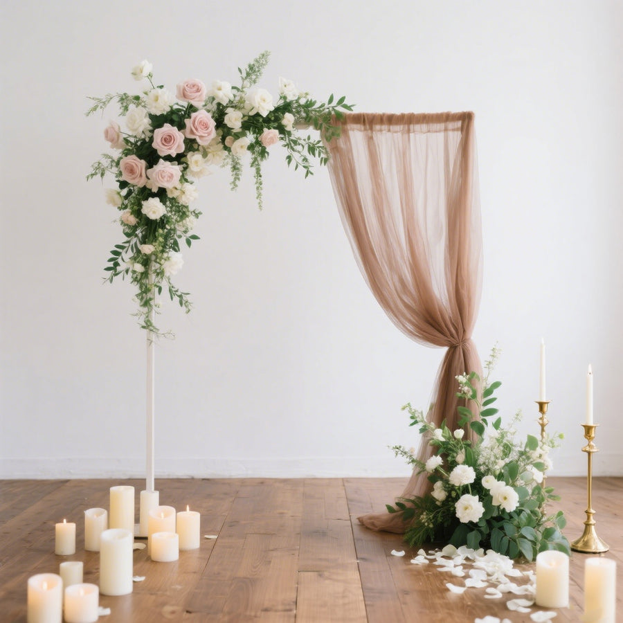 Taupe Sheer Backdrop Drape – 5ftx10ft Wedding Arch & Ceiling Decor Panel, Wrinkle Free