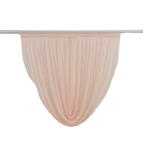 Sheer peach curtain panel on rod #whtbkgd