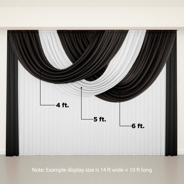 4ft x 4ft Sheer Chiffon Backdrop Valance Drapes – Black Curved Swag Topper Panel