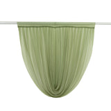 Green sheer curtain panel on rod on white background #whtbkgd