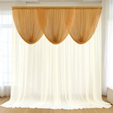 4ft x 4ft Sheer Chiffon Backdrop Valance Drapes – Gold Curved Swag Topper Panel