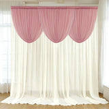 4ft x 4ft Sheer Chiffon Backdrop Valance Drapes – Mauve Cinnamon Rose Curved Swag Topper