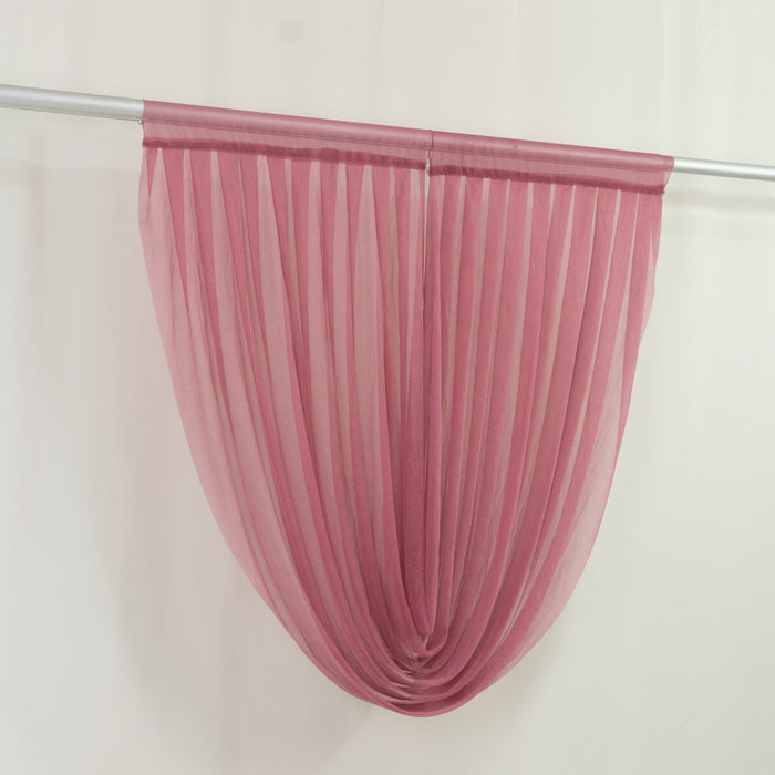 4ft x 4ft Sheer Chiffon Backdrop Valance Drapes – Mauve Cinnamon Rose Curved Swag Topper