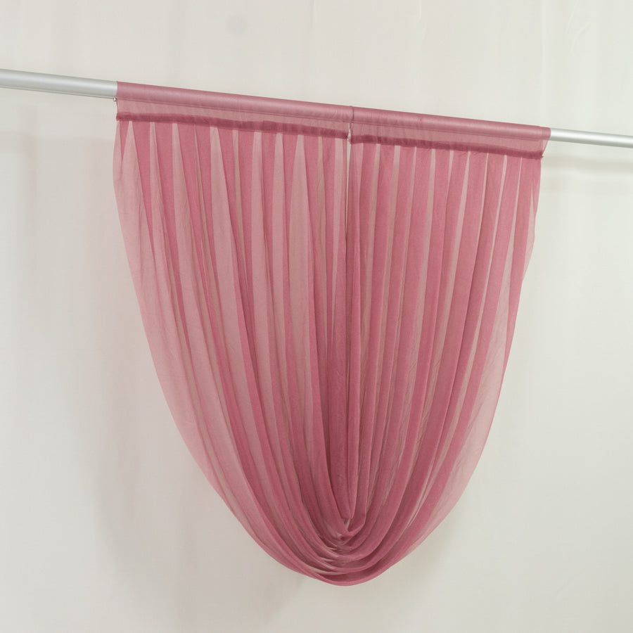 4ft x 4ft Sheer Chiffon Backdrop Valance Drapes – Mauve Cinnamon Rose Curved Swag Topper