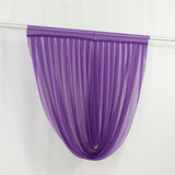 4ft x 4ft Sheer Chiffon Backdrop Valance Drapes – Purple Curved Swag Topper Panel