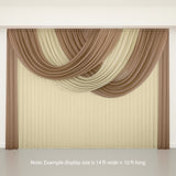 4ft x 4ft Sheer Chiffon Backdrop Valance Drapes – Taupe Curved Swag Topper Panel