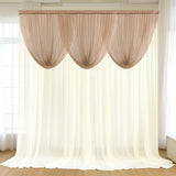 4ft x 4ft Sheer Chiffon Backdrop Valance Drapes – Taupe Curved Swag Topper Panel