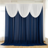 4ft x 4ft Sheer Chiffon Backdrop Valance Drapes – White Curved Swag Topper Panel