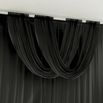 Black Sheer Chiffon Valance Curtain 4ft x 5ft –  Wedding Arch Drape with Rod Pocket, Voile Backdrop Panel