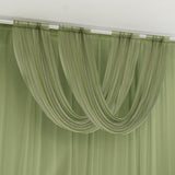 Dusty Sage Green Sheer Chiffon Valance Curtain 4ft x 5ft –  Wedding Arch Drape with Rod Pocket, Voile Backdrop Panel