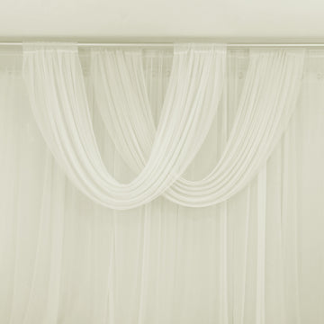 Ivory Sheer Chiffon Valance Curtain 4ft x 5ft –  Wedding Arch Drape with Rod Pocket, Voile Backdrop Panel