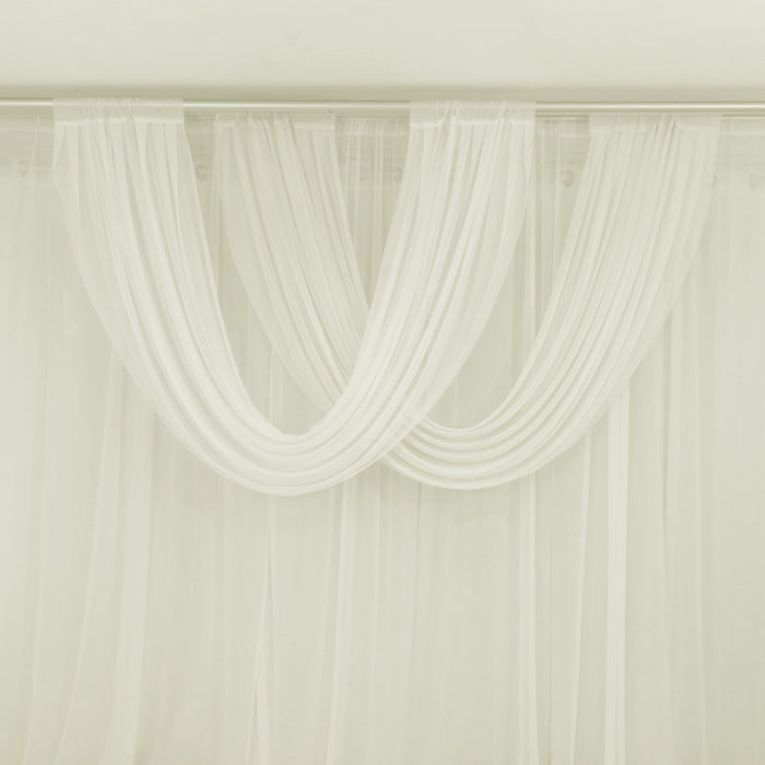 Ivory Sheer Chiffon Valance Curtain 4ft x 5ft –  Wedding Arch Drape with Rod Pocket