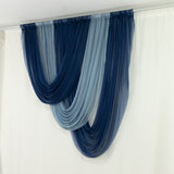 Navy Blue Sheer Chiffon Valance Curtain 4ft x 5ft –  Wedding Arch Drape with Rod Pocket, Voile Backdrop Panel