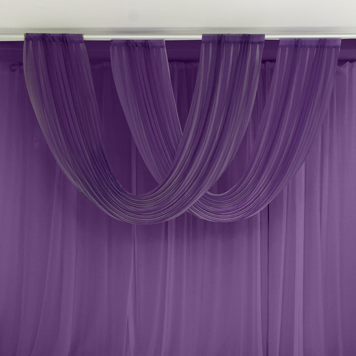 Purple Sheer Chiffon Valance Curtain 4ft x 5ft –  Wedding Arch Drape with Rod Pocket, Voile Backdrop Panel