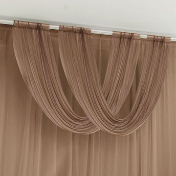 Taupe Sheer Chiffon Valance Curtain 4ft x 5ft –  Wedding Arch Drape with Rod Pocket, Voile Backdrop Panel