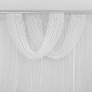 White Sheer Chiffon Valance Curtain 4ft x 5ft –  Wedding Arch Drape with Rod Pocket, Voile Backdrop Panel