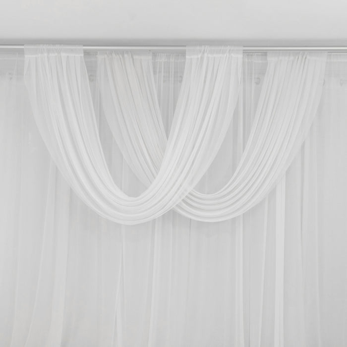 White Sheer Chiffon Valance Curtain 4ft x 5ft –  Wedding Arch Drape with Rod Pocket, Voile Backdrop Panel