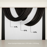 Draped black and white fabric backdrop for event decoration 