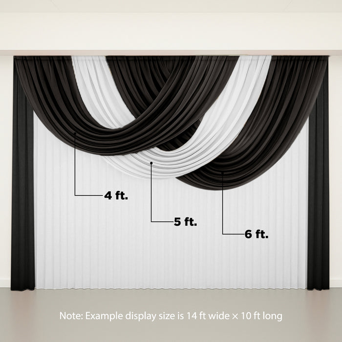Draped black and white fabric backdrop for event decoration