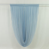 Dusty Blue Sheer Chiffon Valance Curtain 4ft x 6ft –  Wedding Arch Drape with Rod Pocket