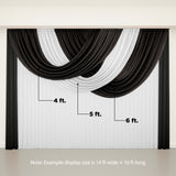 Black and white draped fabric backdrop for events 