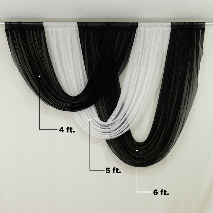 Black and white draped fabric backdrop for events