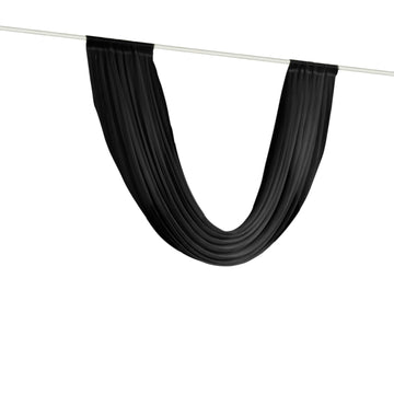 Black Sheer Chiffon Valance Curtain 4ft x 6ft –  Wedding Arch Drape with Rod Pocket, Voile Backdrop Panel