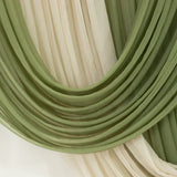 Green and beige pleated fabric drapes elegantly.
